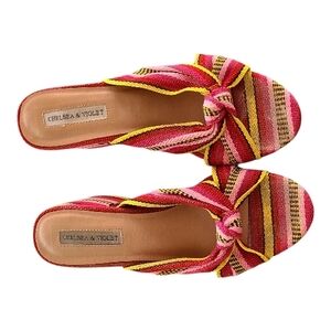 Chelsea & Violet Women's Vibrant Pink and Yellow Mules
